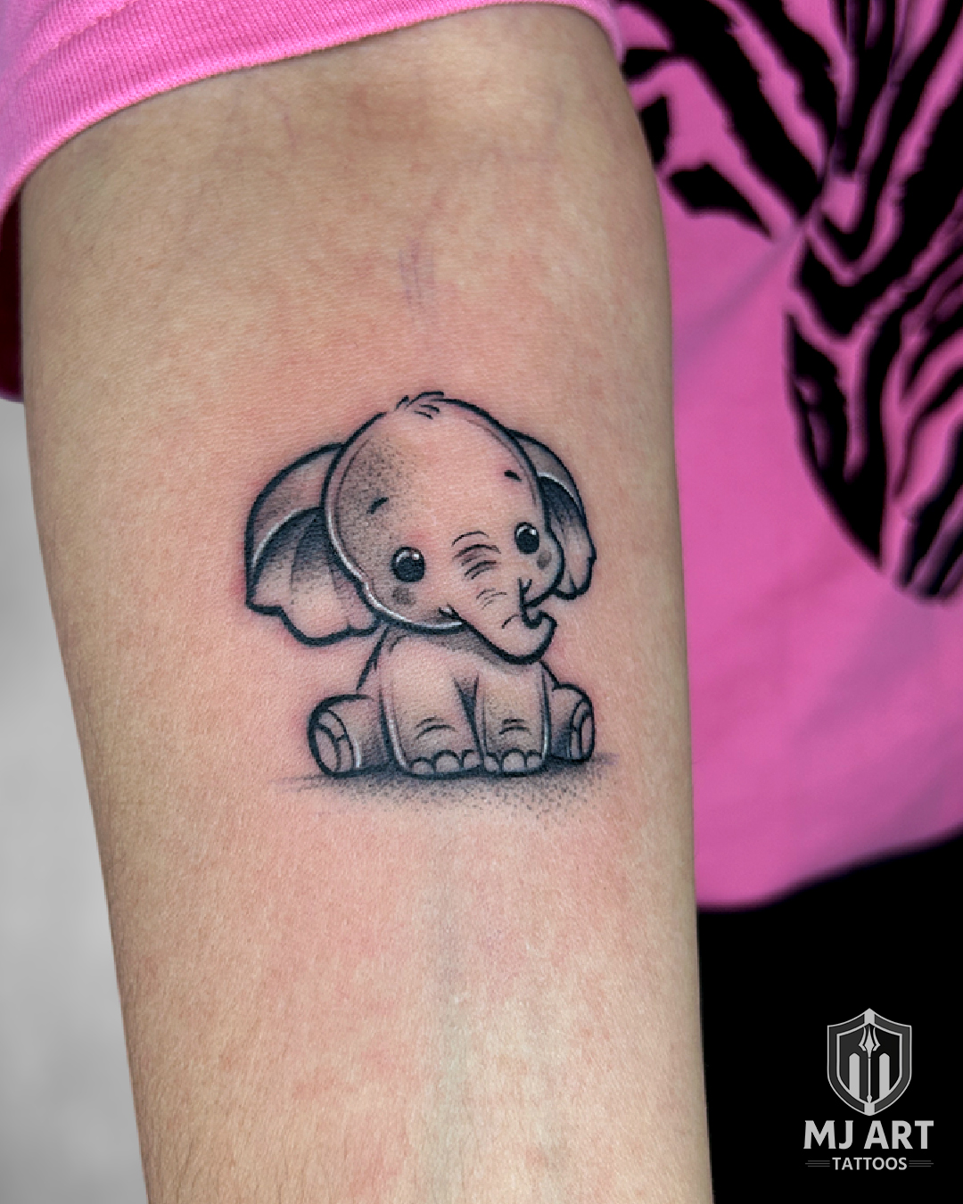 Baby Elephant Forearm Tattoo