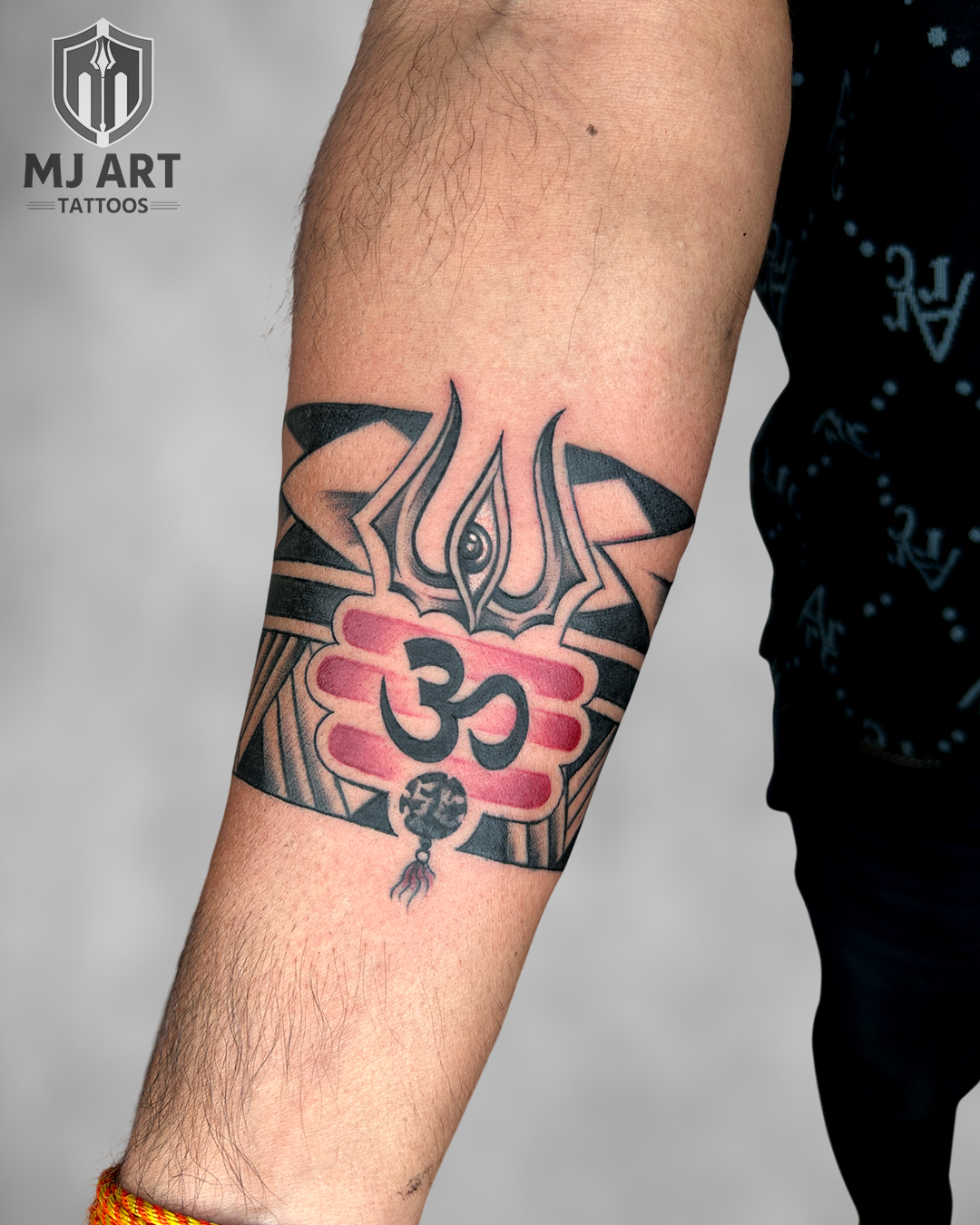 Trishul Om Colour Band Tattoo