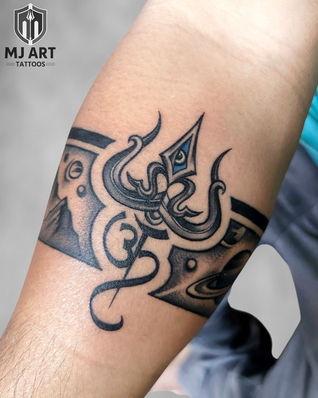 Trishul Om Band Tattoo