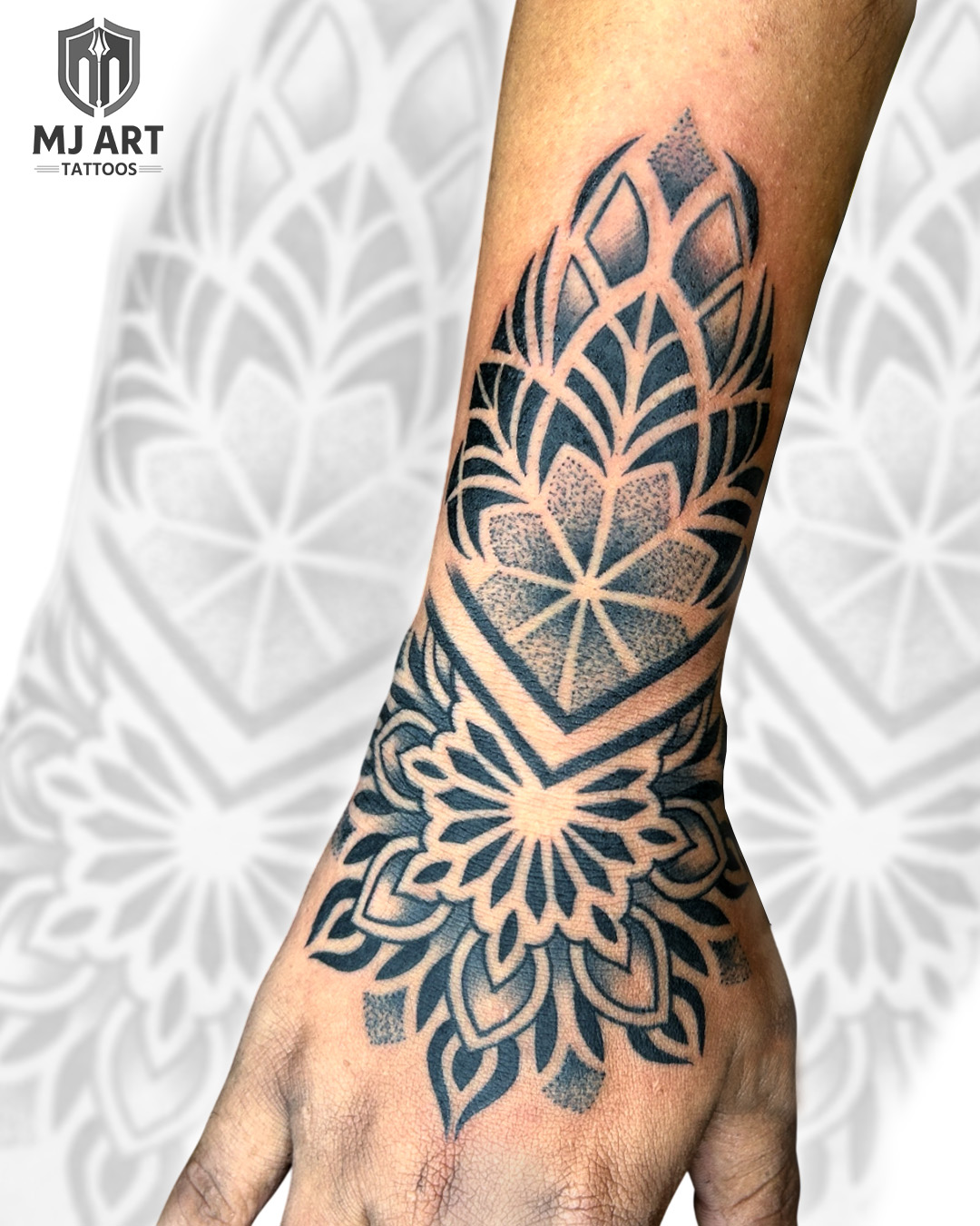 Mandala Wrist Hand Tattoo