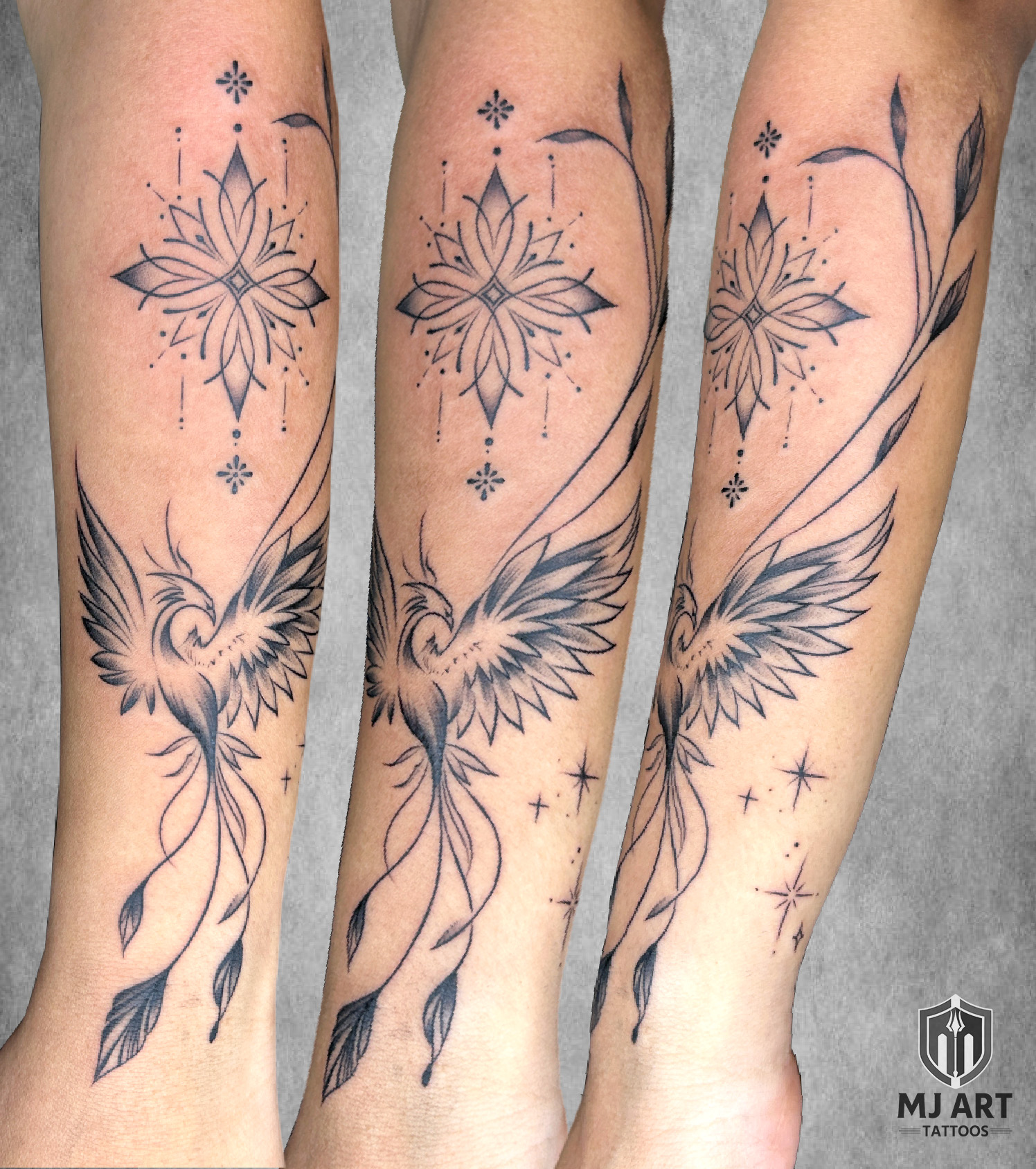 Phoenix Mandala Forearm Tattoo