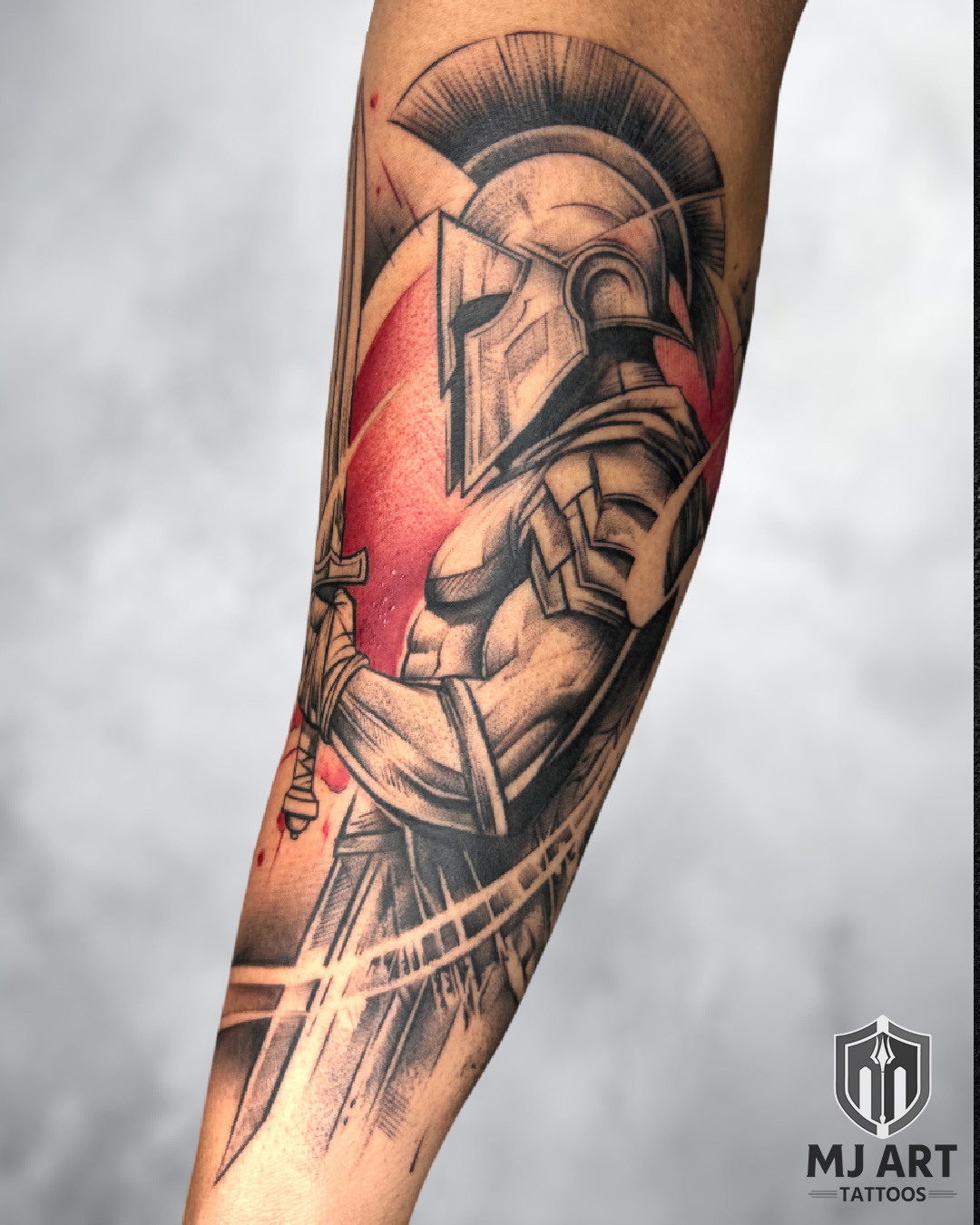 Spartan Warrior Colour Tattoo