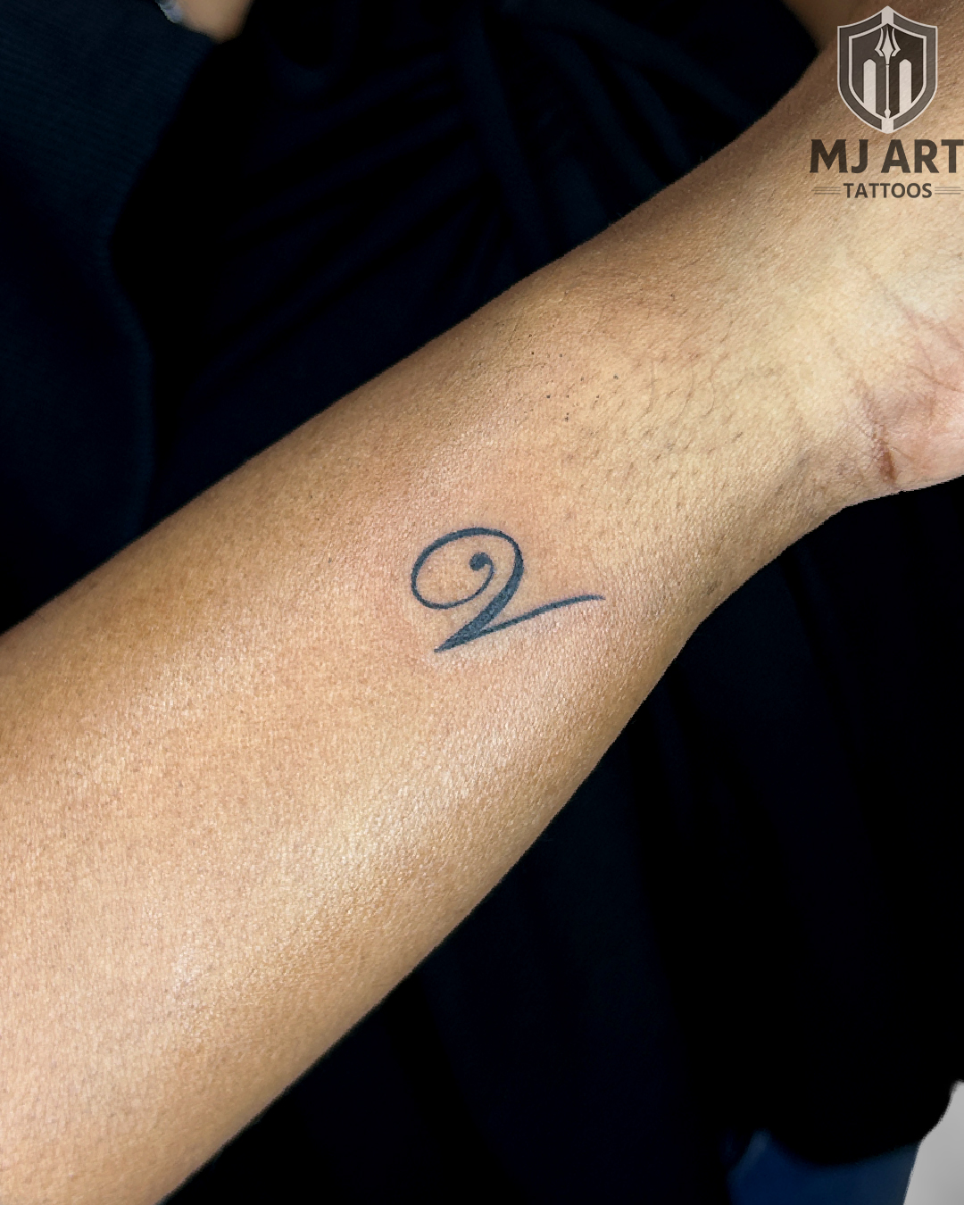 Devanagari Initial Fine Line Wrist Tattoo