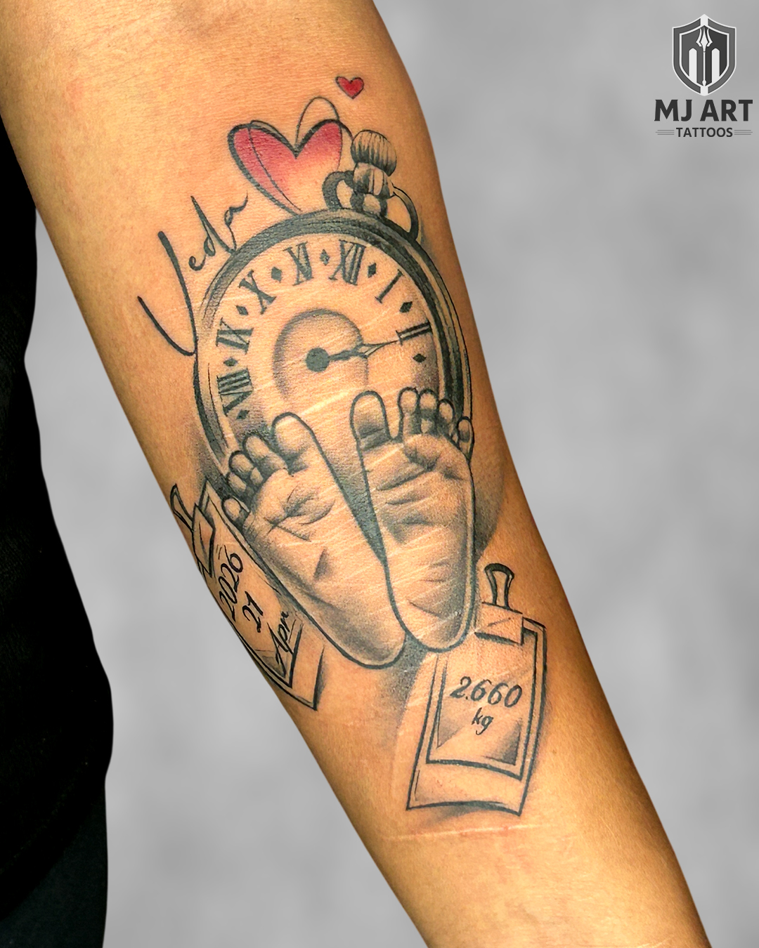 Custom Footprint Tattoo- Forearm
