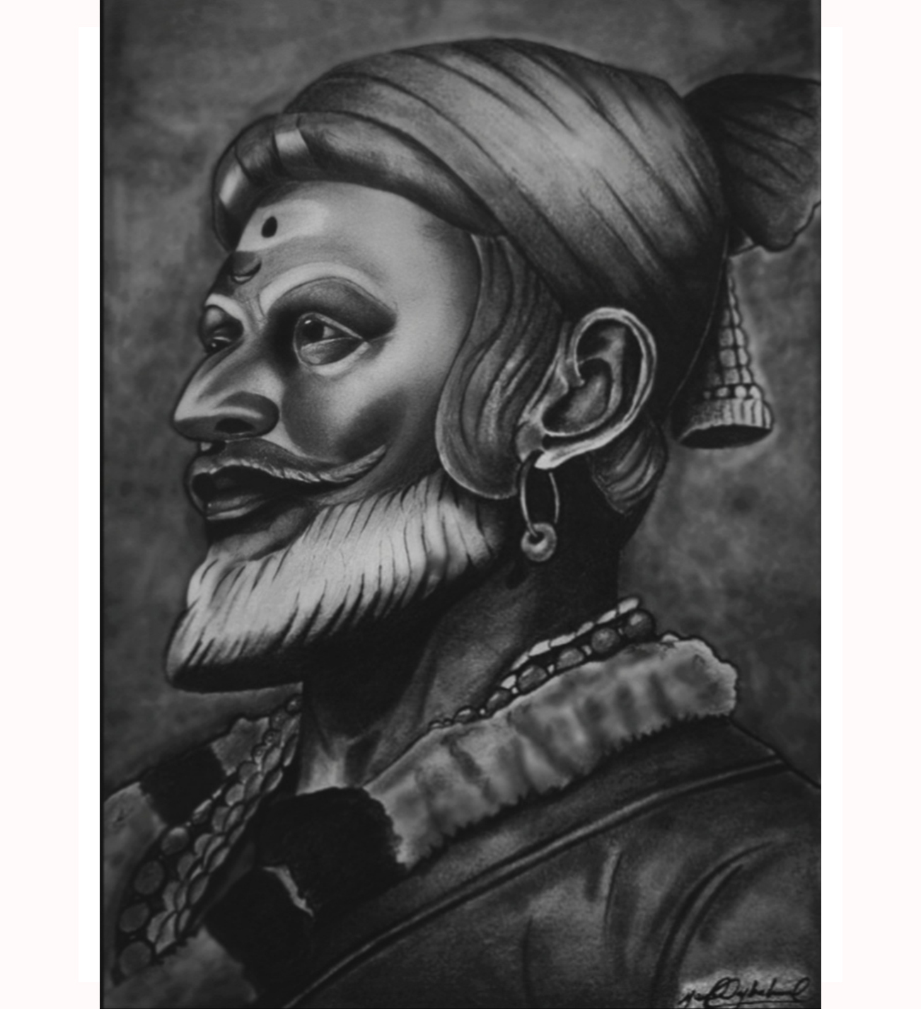 Shivaji Maharaj Portrait Sketch Artwork