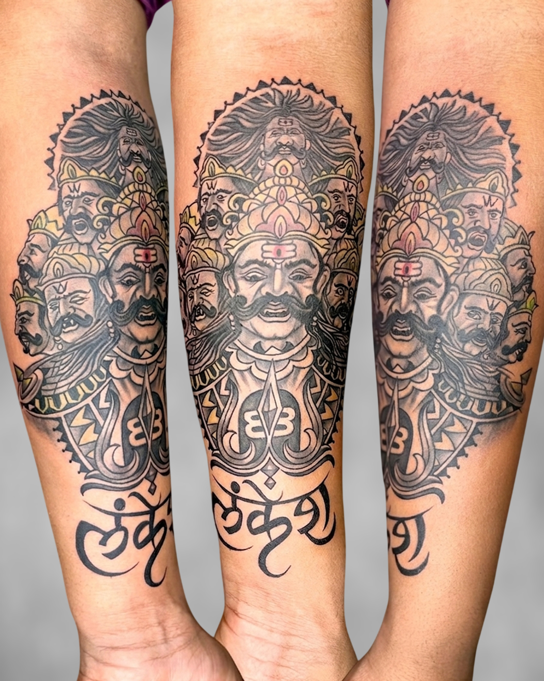 Ravana Ten Heads Forearm Tattoo