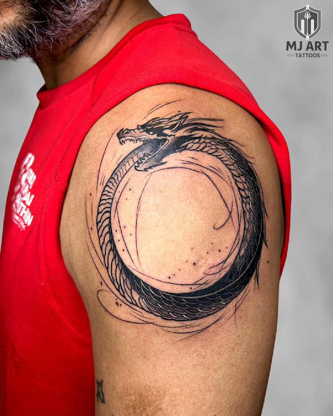 Dragon Ouroboros Shoulder Tattoo