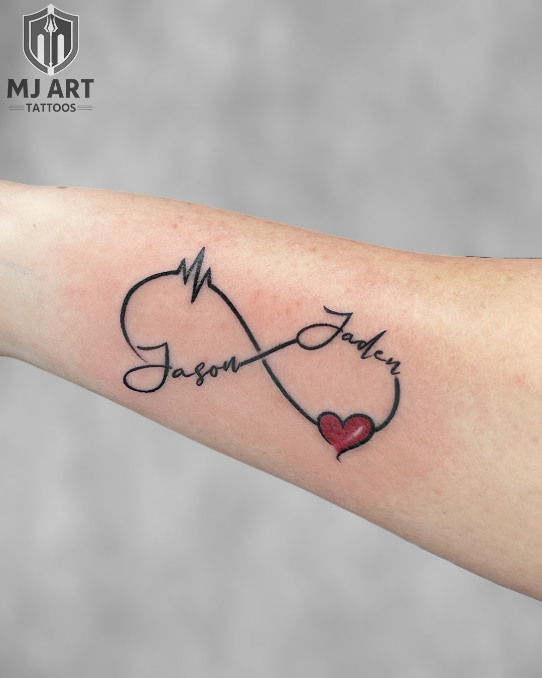Infinity Names Heart Tattoo