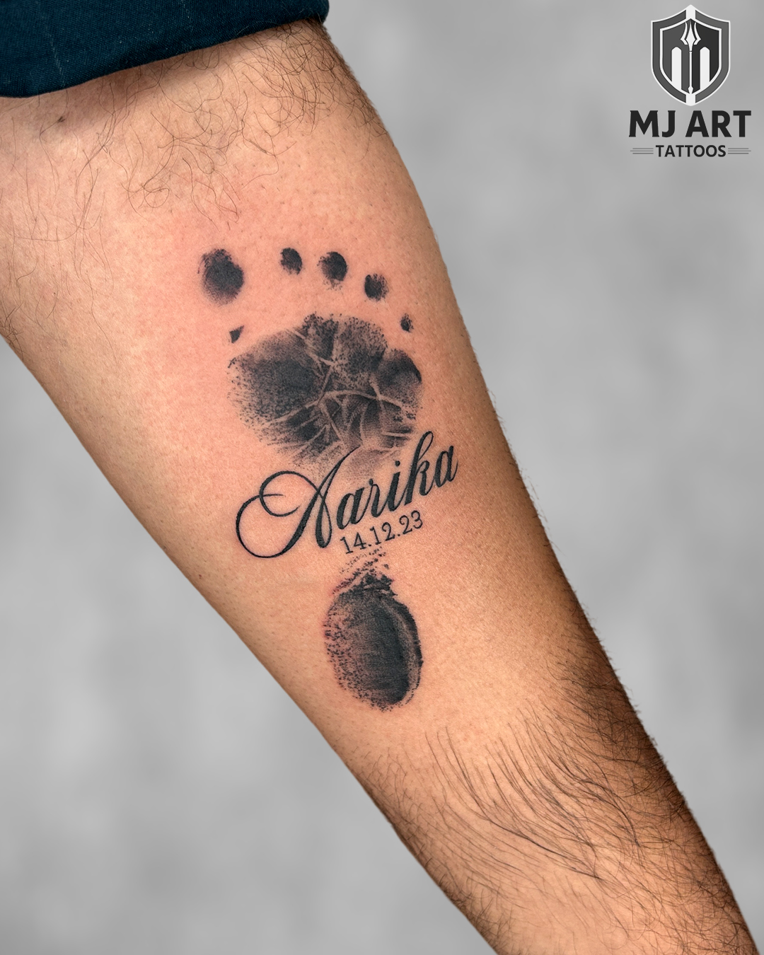 Aarika Baby Footprint Name Tattoo
