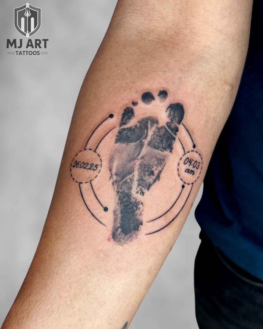Baby Footprint Birth Date Tattoo