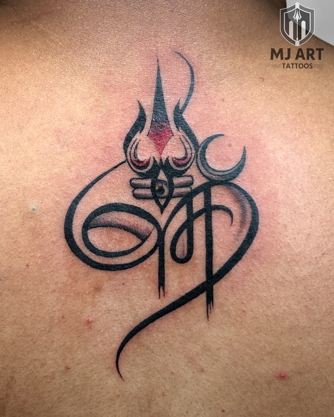 Om Trishul Tribal Tattoo