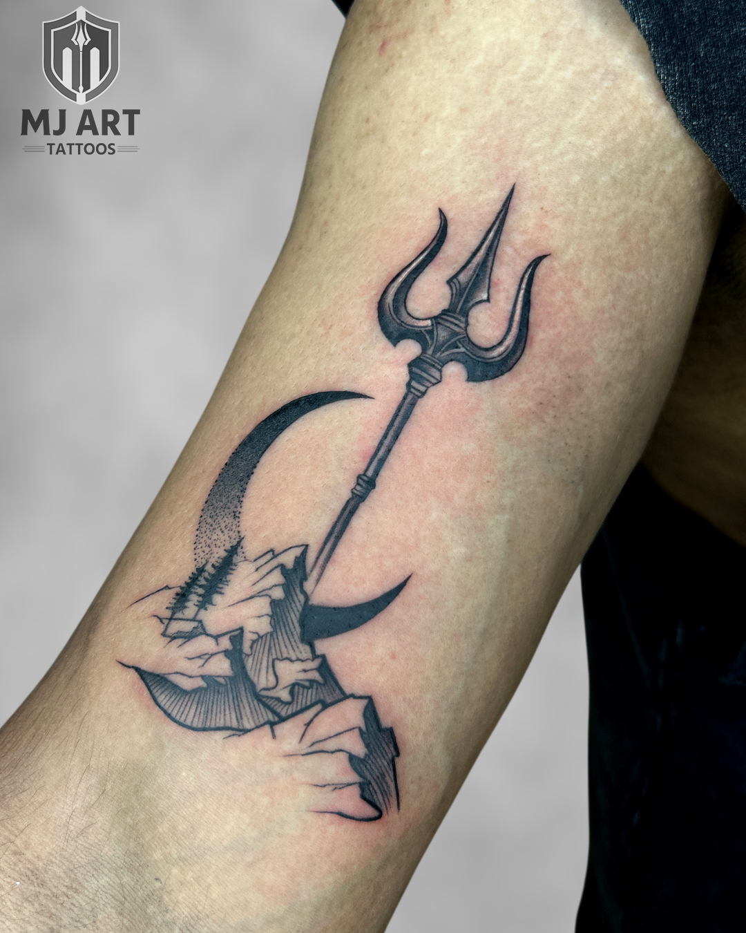 Trishul Om Neck Tattoo
