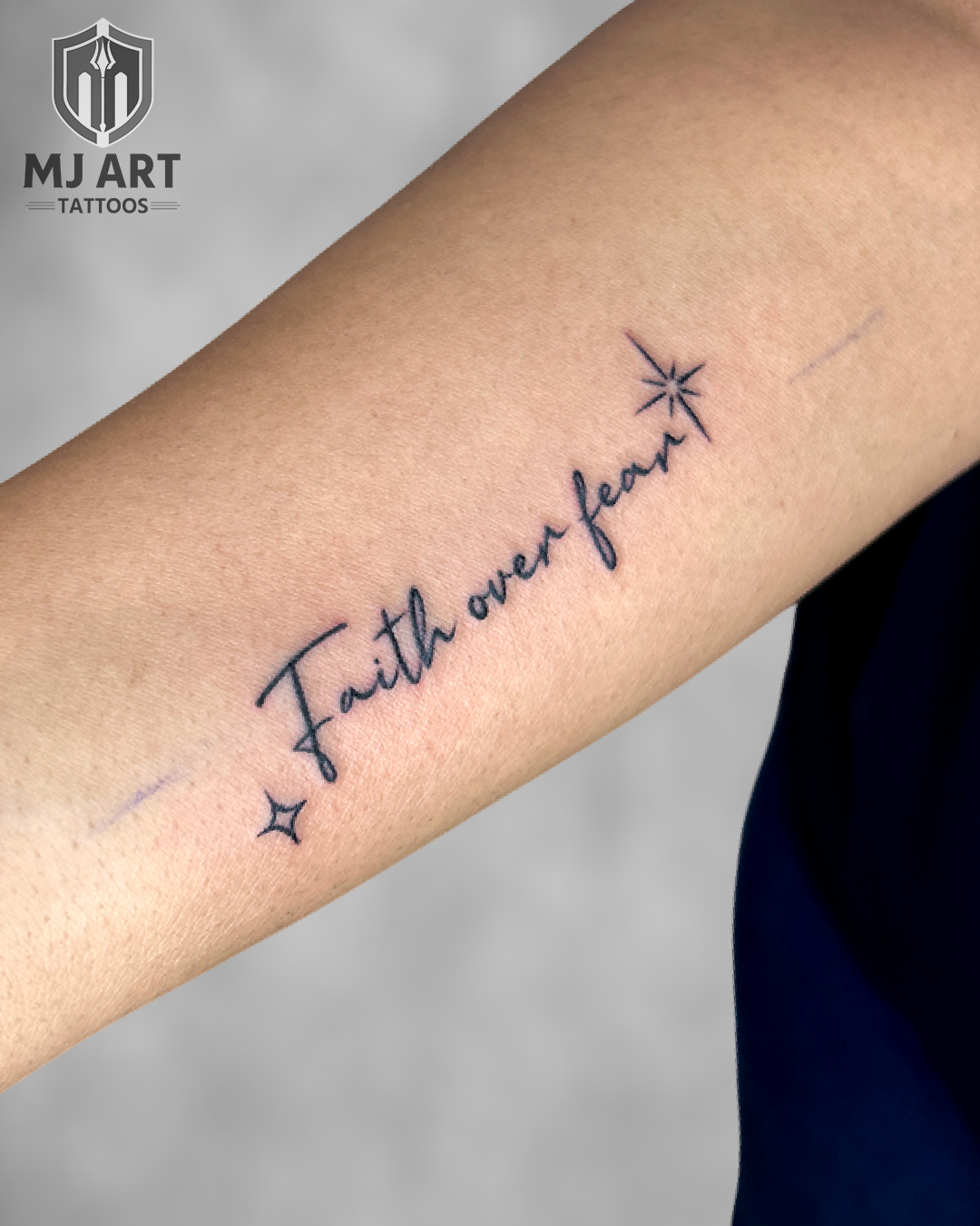 Faith Over Fear Script Tattoo